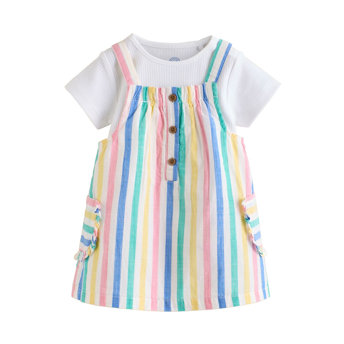 Robe chasuble et body bébé, 2 pièces rayures multicolores, NEXT
