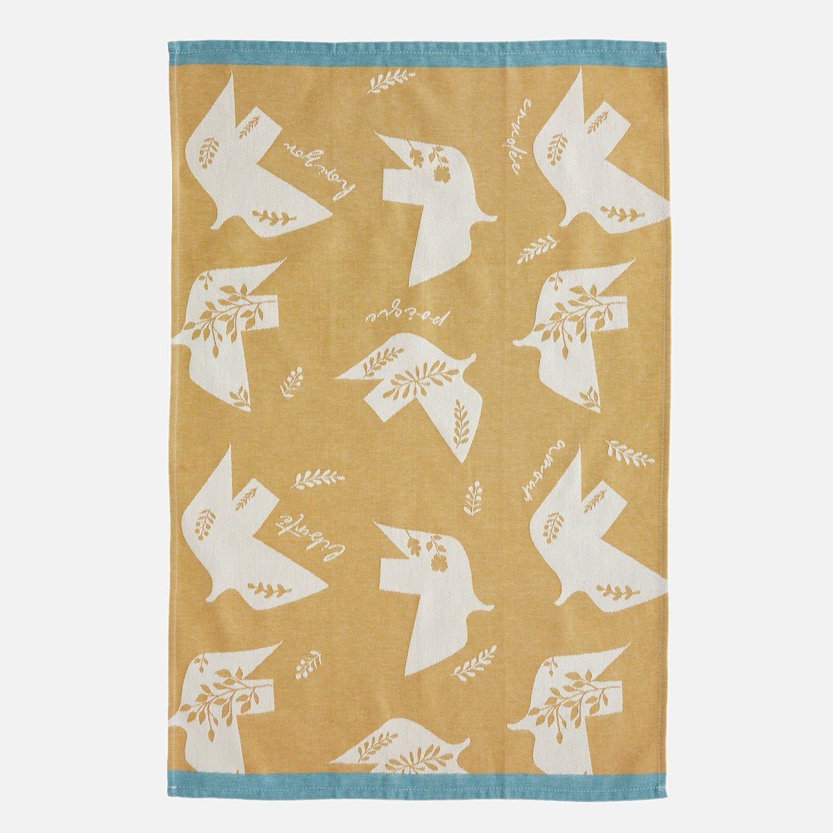 Torchon jacquard en coton L'ENVOLÉE jaune, COUCKE