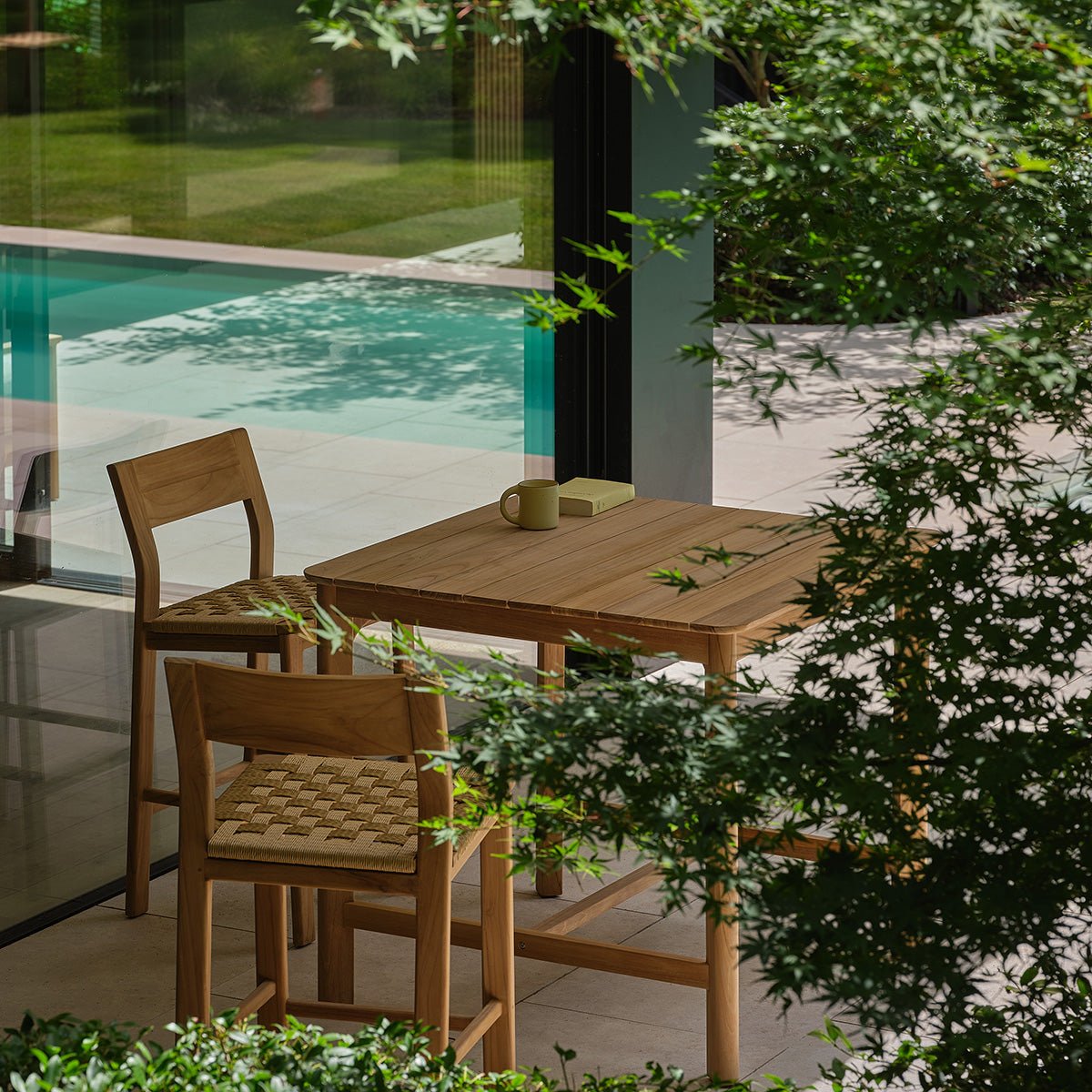 Table haute de jardin en teck 4 pers. PIANA naturel, BERAH GETAH