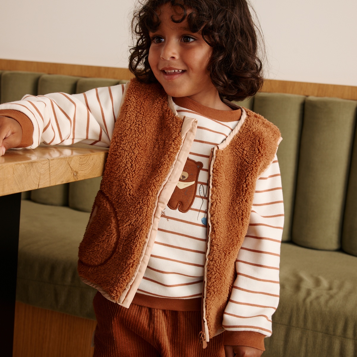 Sweat-shirt bébé en molleton Moka ecru, PETIT BEGUIN