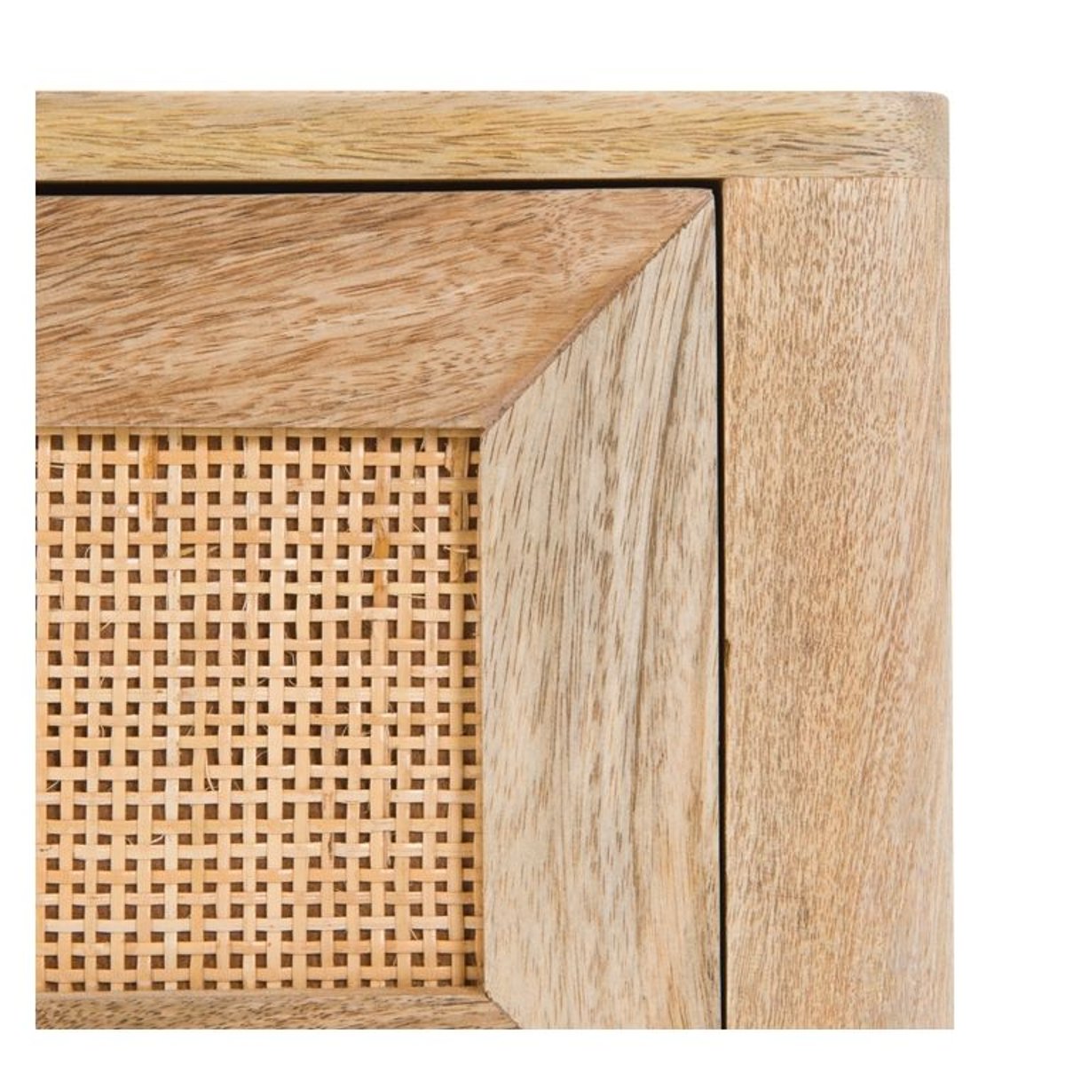 Table de chevet 2 tiroirs en bois de manguier et cannage - FÉLIX bois clair, MAISON PAVANE