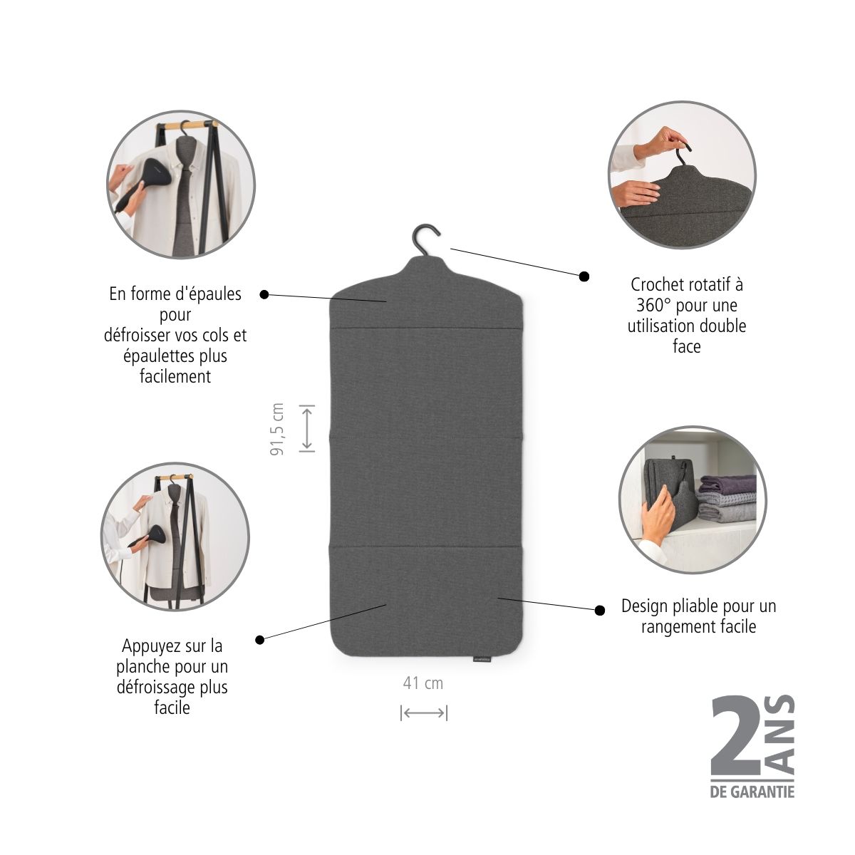 Housse table à repasser Planche défroisseur pliable pepper Black pepper black, BRABANTIA