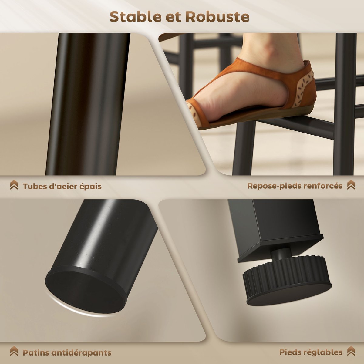 Ensemble de table de bar MDF Bois naturel bois naturel, noir, HOMCOM