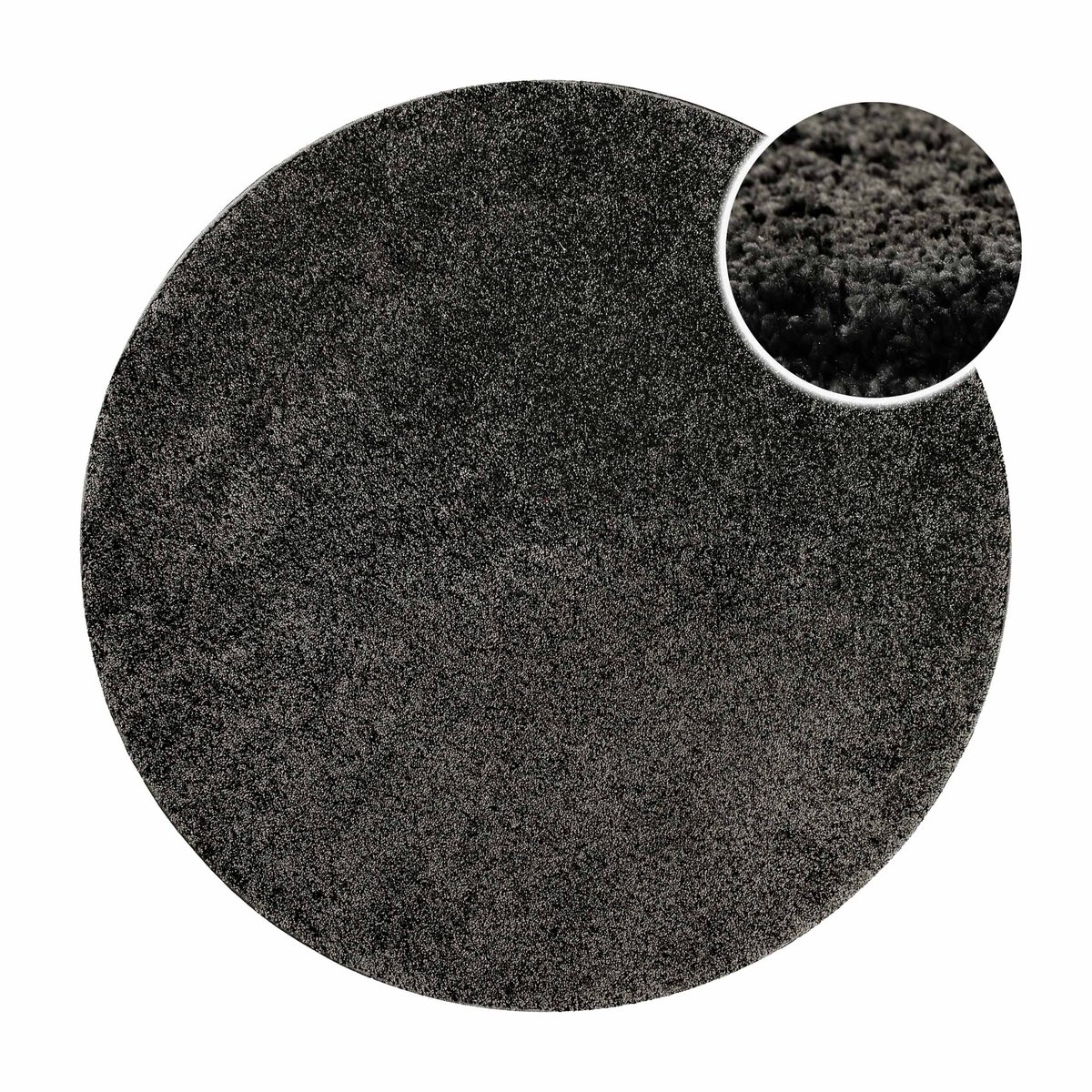 Tapis salon rond à poils courts doux ,  Nova anthracite, WECON HOME