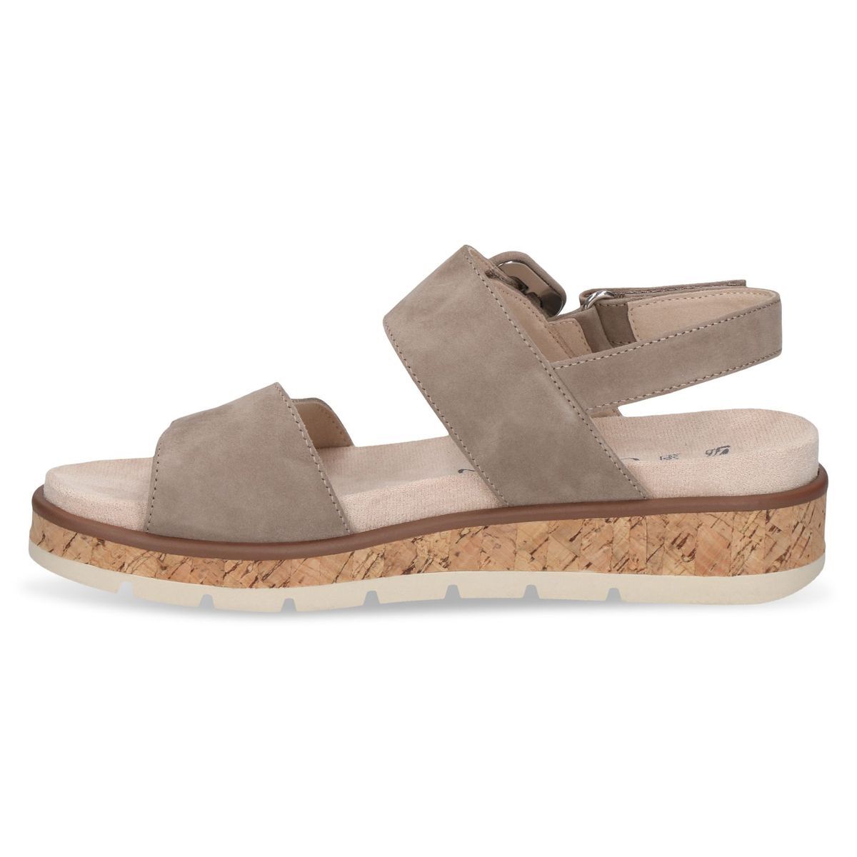 Sandale en cuir marron taupe nubuck, CAPRICE