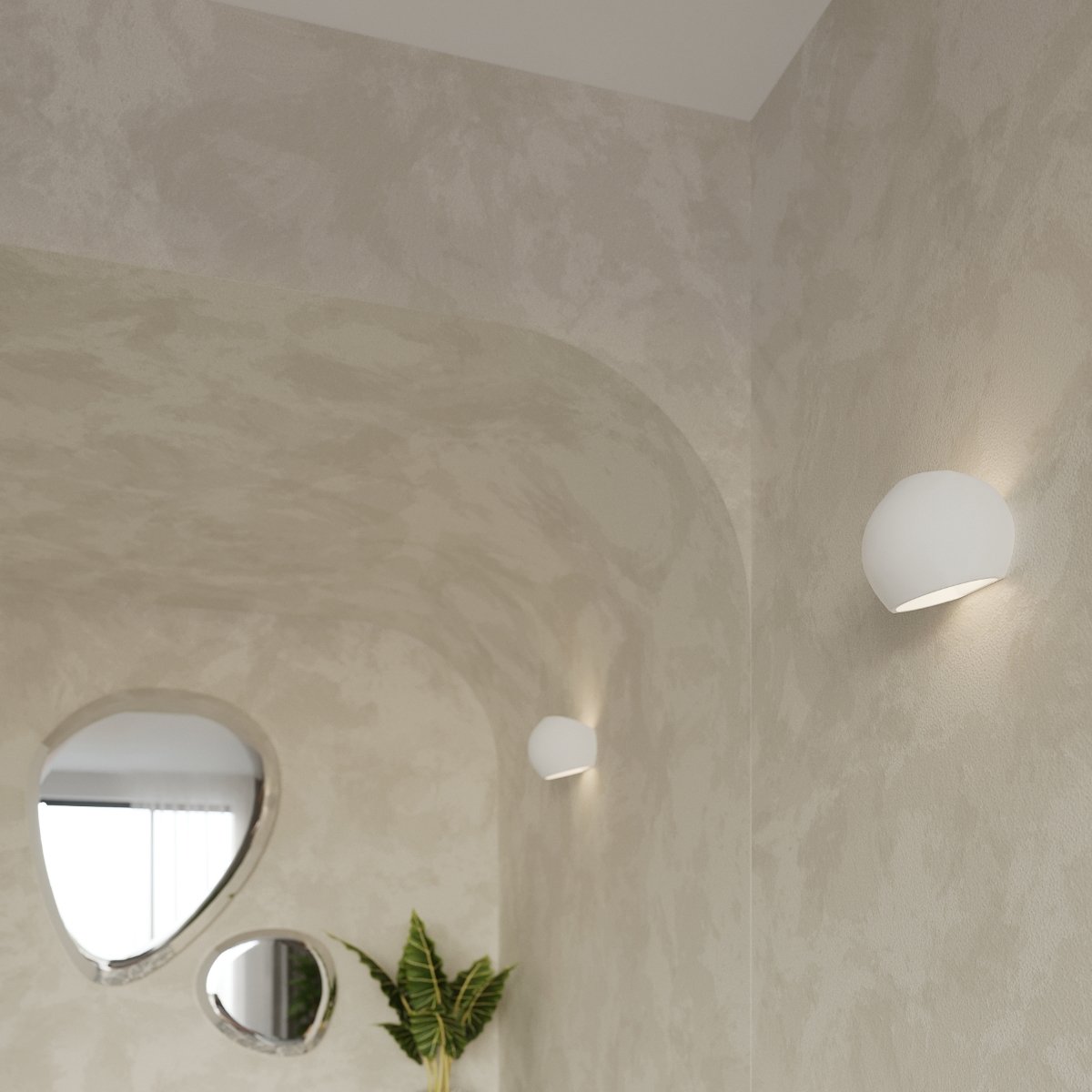 Applique Céramique Blanc E27 1 Globe blanc, EDEN