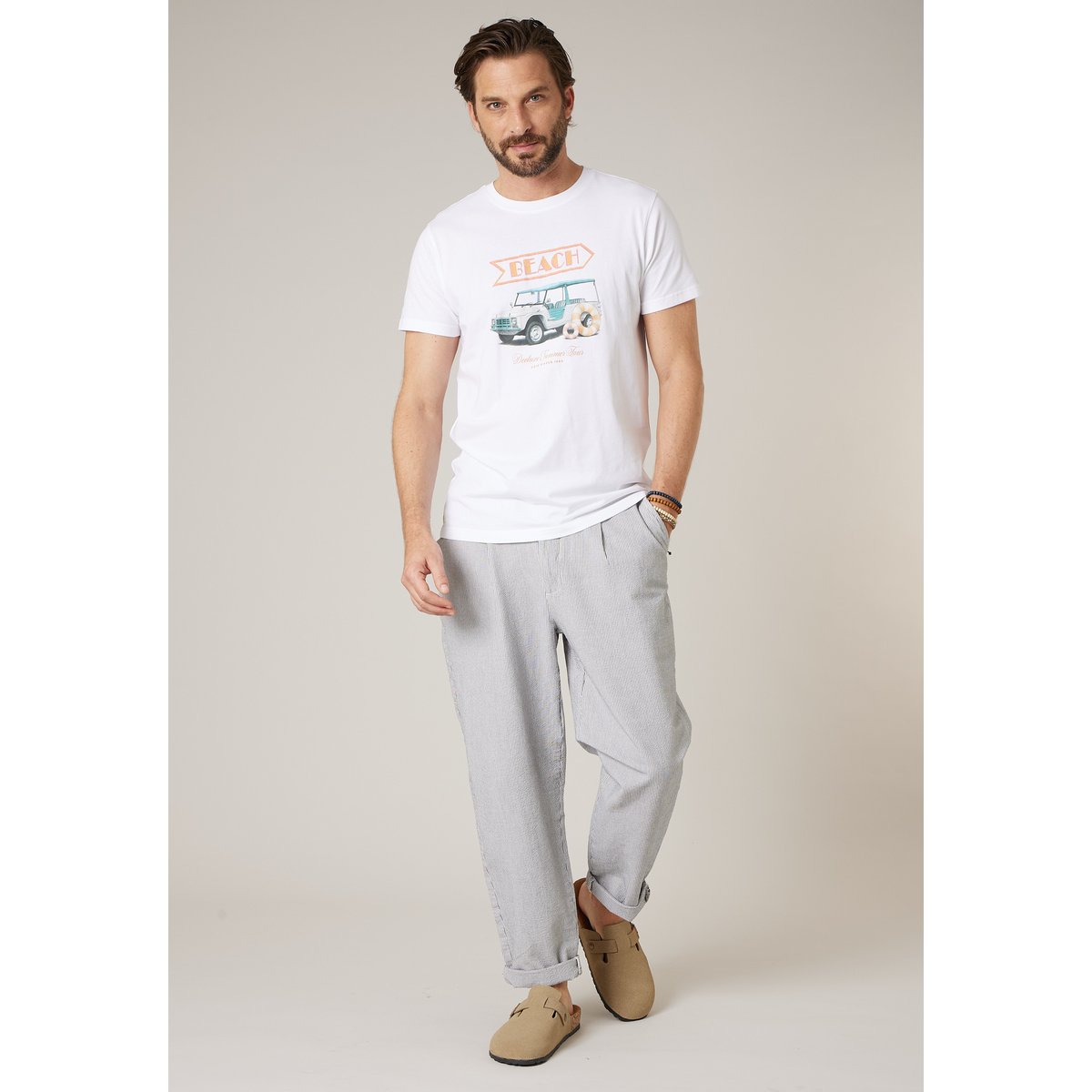 Pantalon relaxed homme en seersucker BLAISE navy, DEELUXE