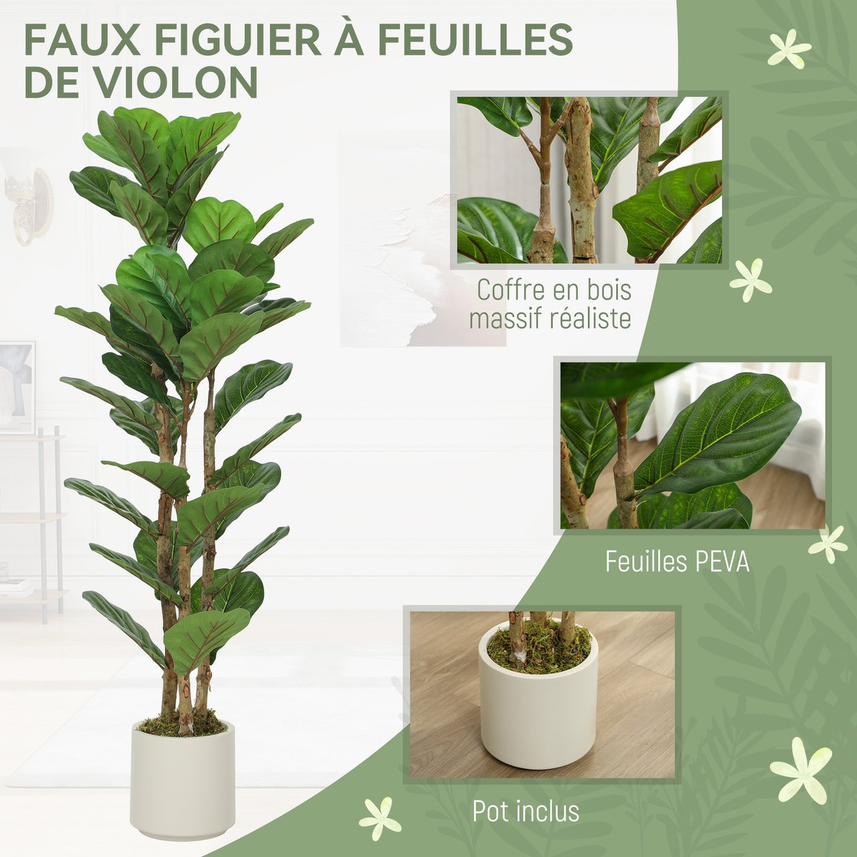 Plantes artificielles PEVA Vert vert, HOMCOM