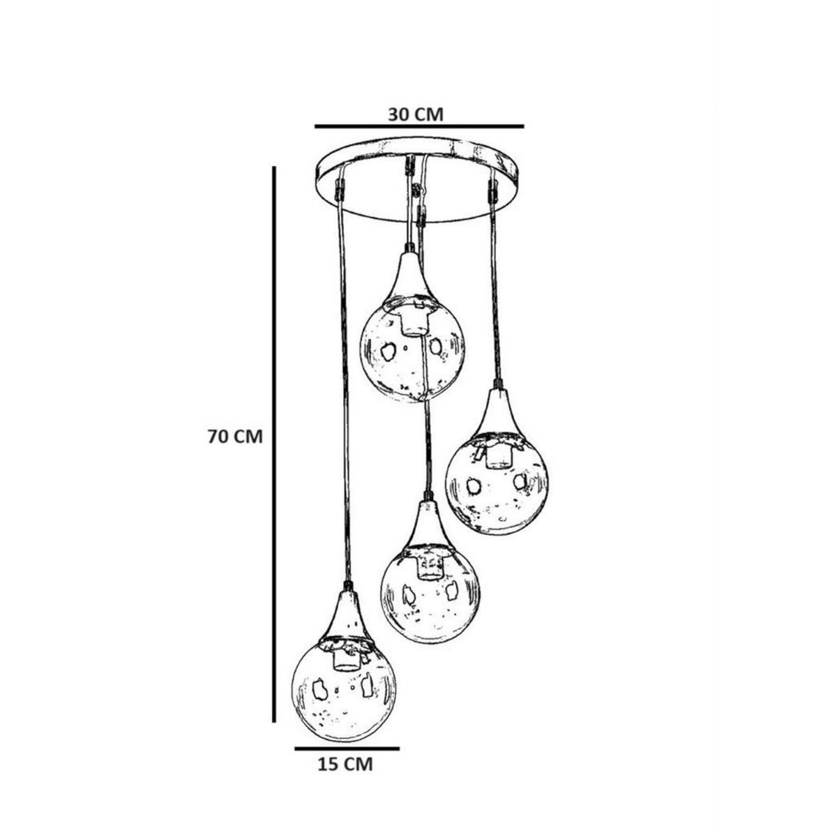 Suspension dorée moderne 4 globes SIERRE blanc, PIER IMPORT