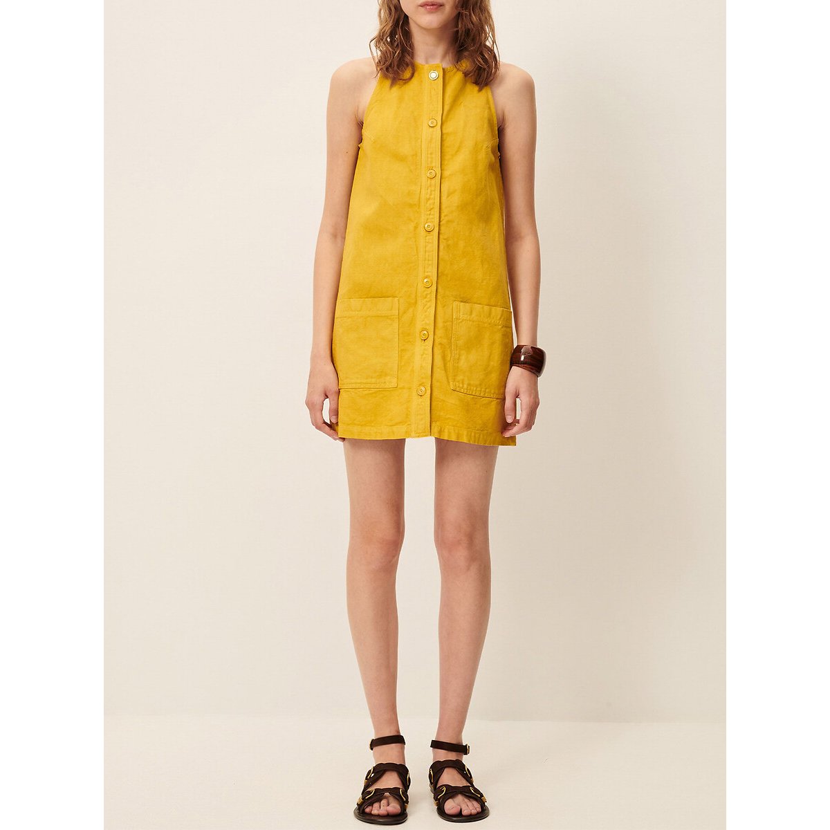 Robe chasuble courte sans manches, ONDINE jaune citron, SESSUN