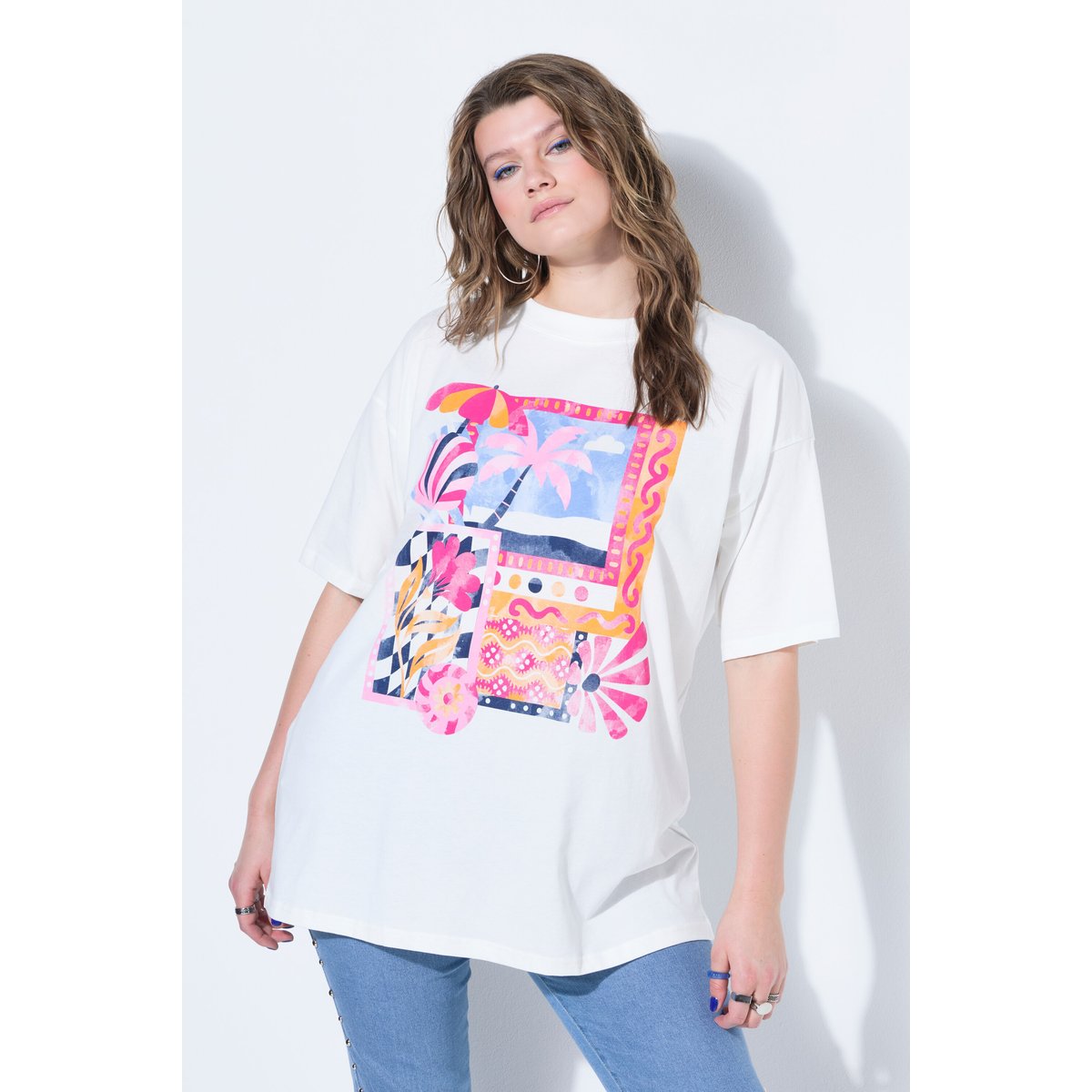 T-shirt oversize, motif vacances blanc cassé, STUDIO UNTOLD