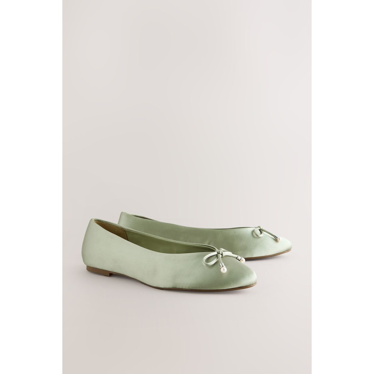 Ballerines avec nœud vert sauge, NEXT