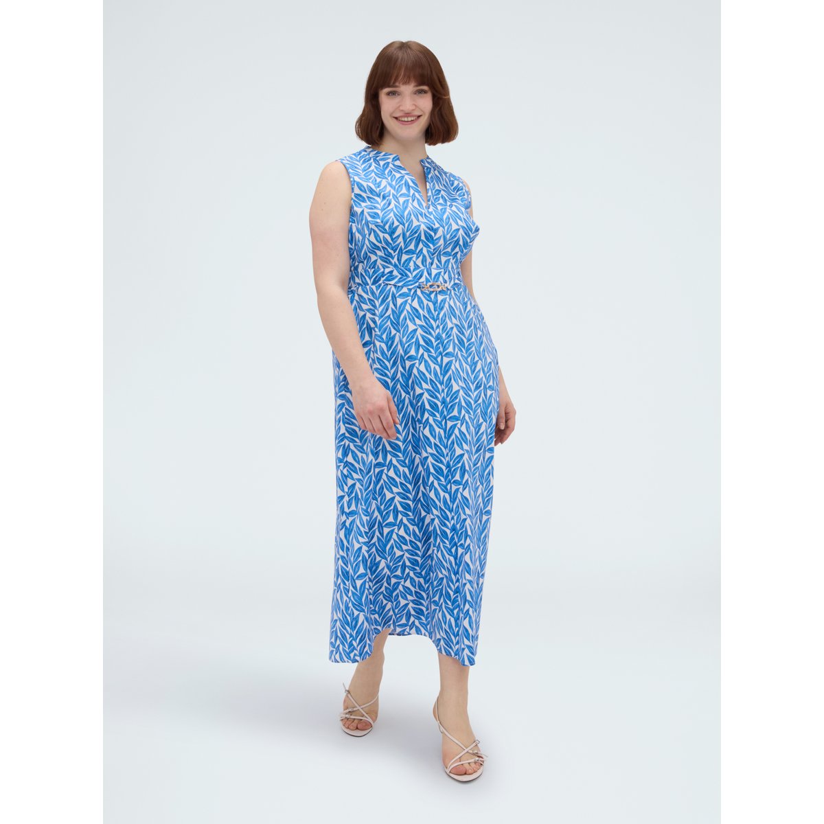 Robe longue à motif feuillage light - blue, FIORELLA RUBINO