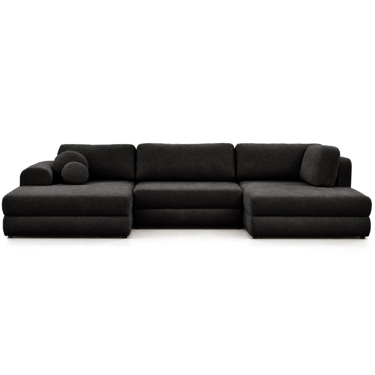 Canapé panoramique en U 7 places convertible avec, APRIL noir, BEST MOBILIER