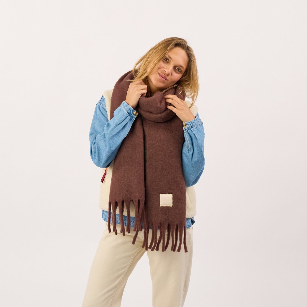 Echarpe en laine LARGE marron, BILLYBELT