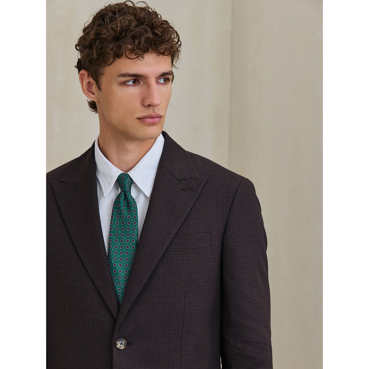 Veste de costume standard laine pied-de-poule marron, NEXT