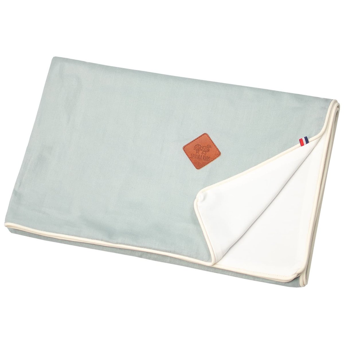Couverture plaid légère et réversible en lin lavé LIN LINO vert de gris, SEVIRA KIDS