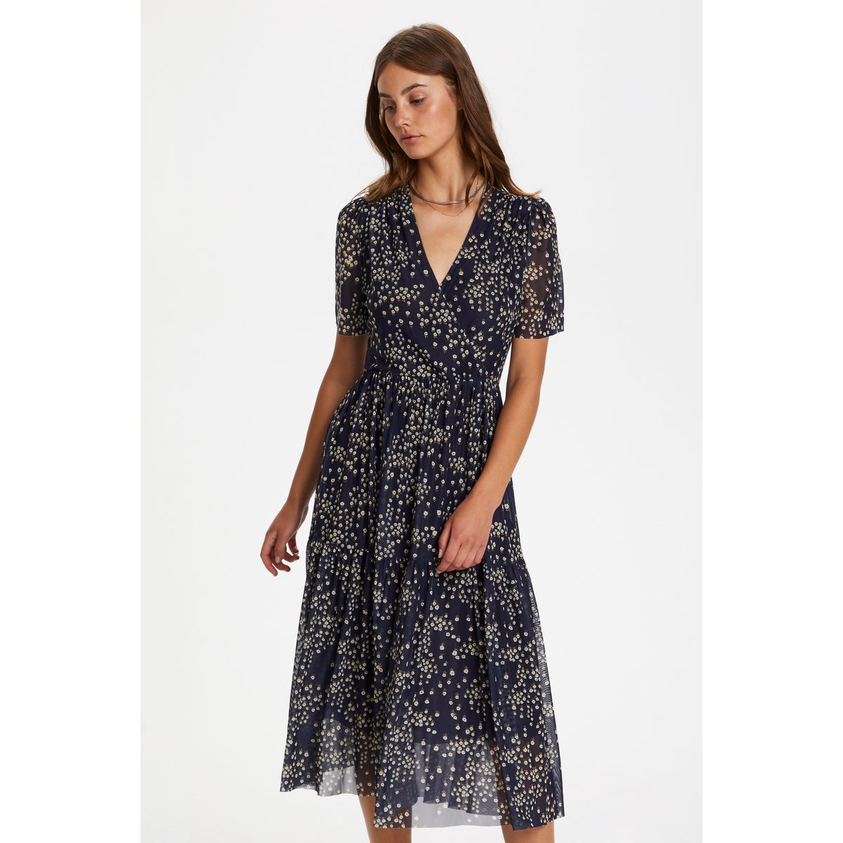 Jersey dress bleu parisian night small flower, SOAKED IN LUXURY