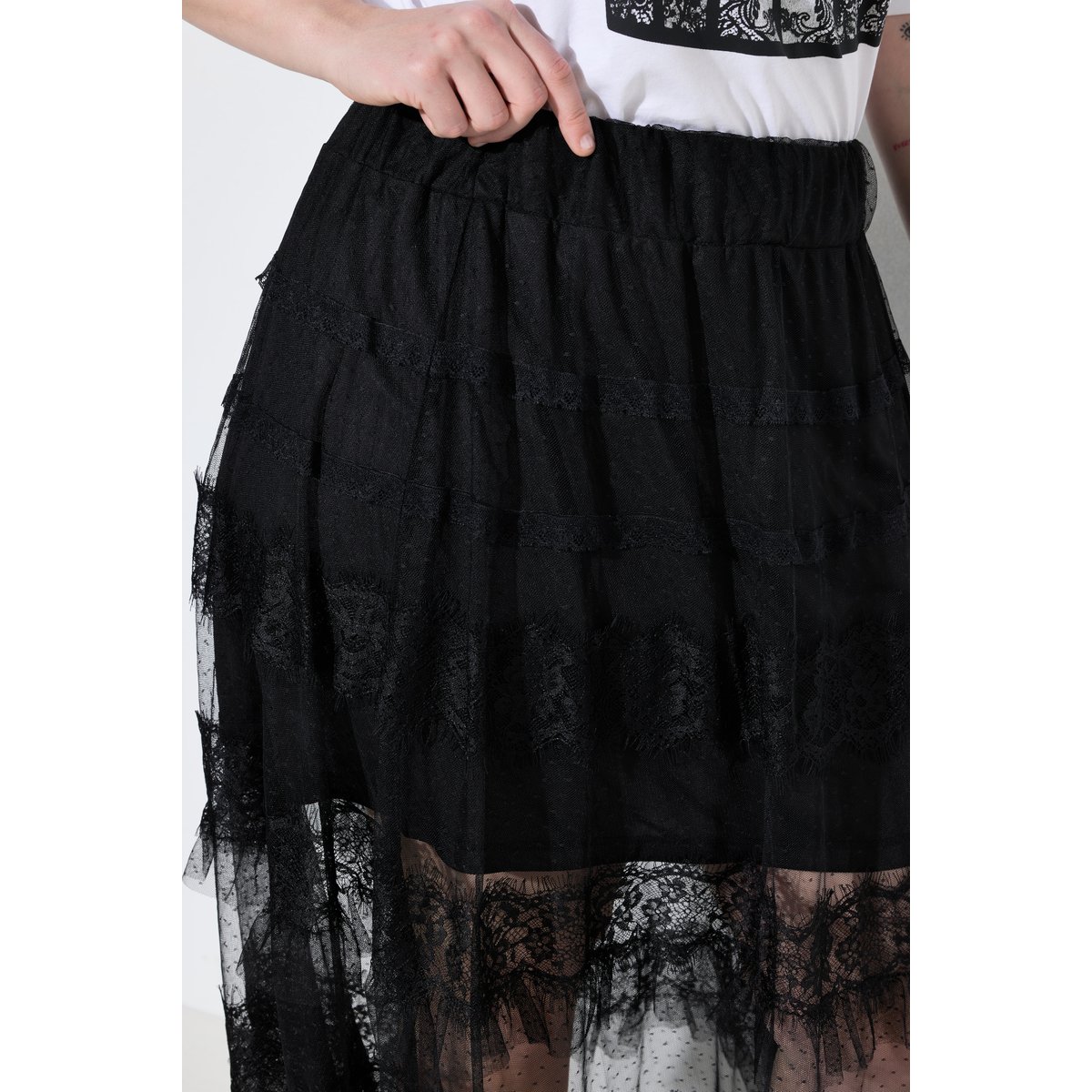 Jupe longue en dentelle noir, ULLA POPKEN