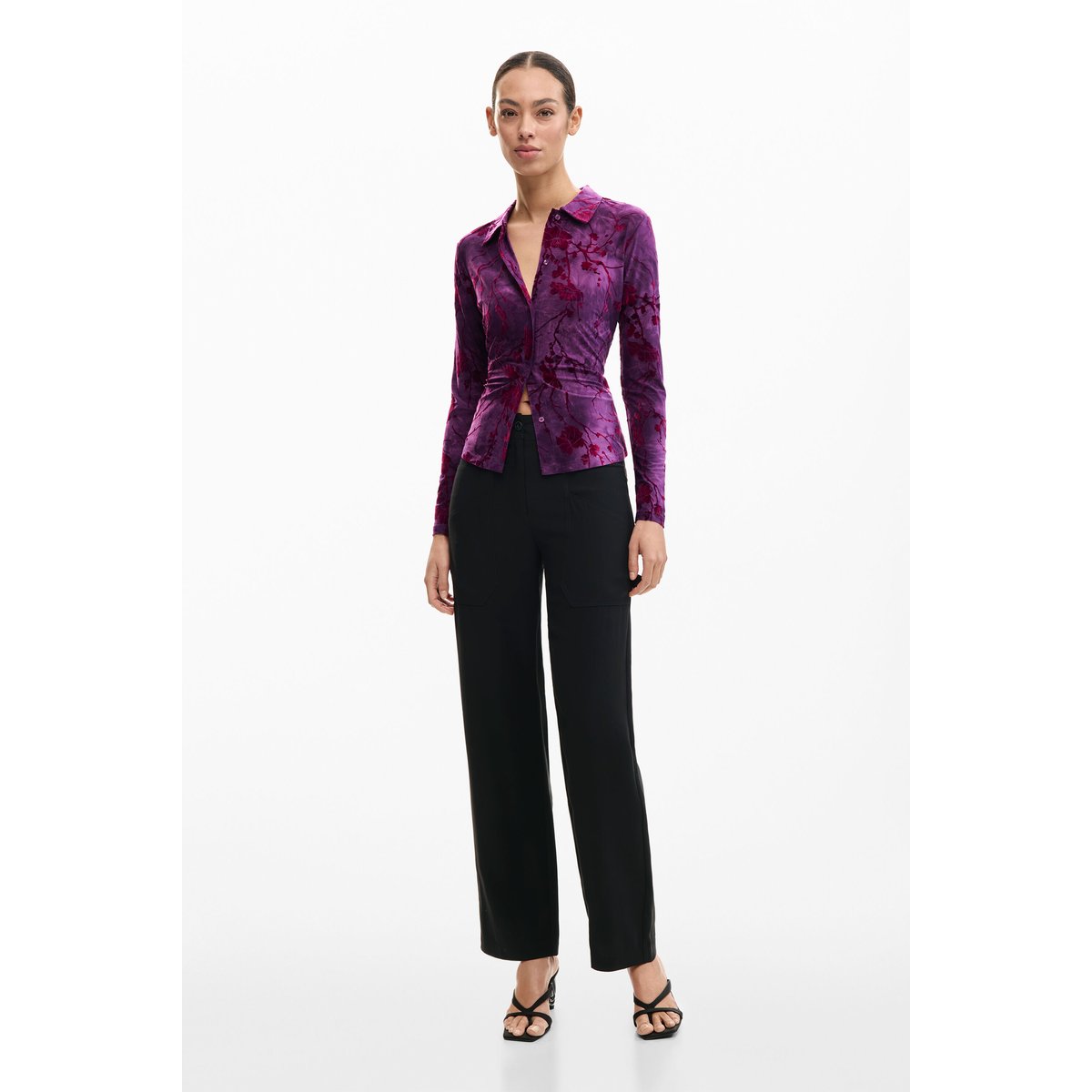 T-shirt boutonnée orientale rouge, DESIGUAL