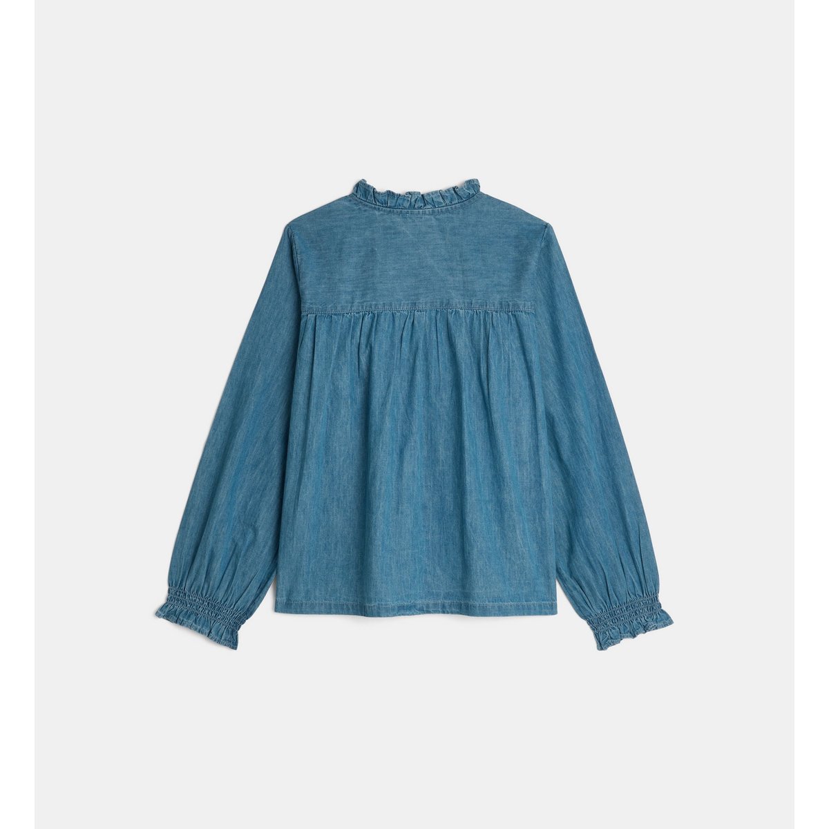 Chemise denim tadele plis plats coton bleu, CADET ROUSSELLE
