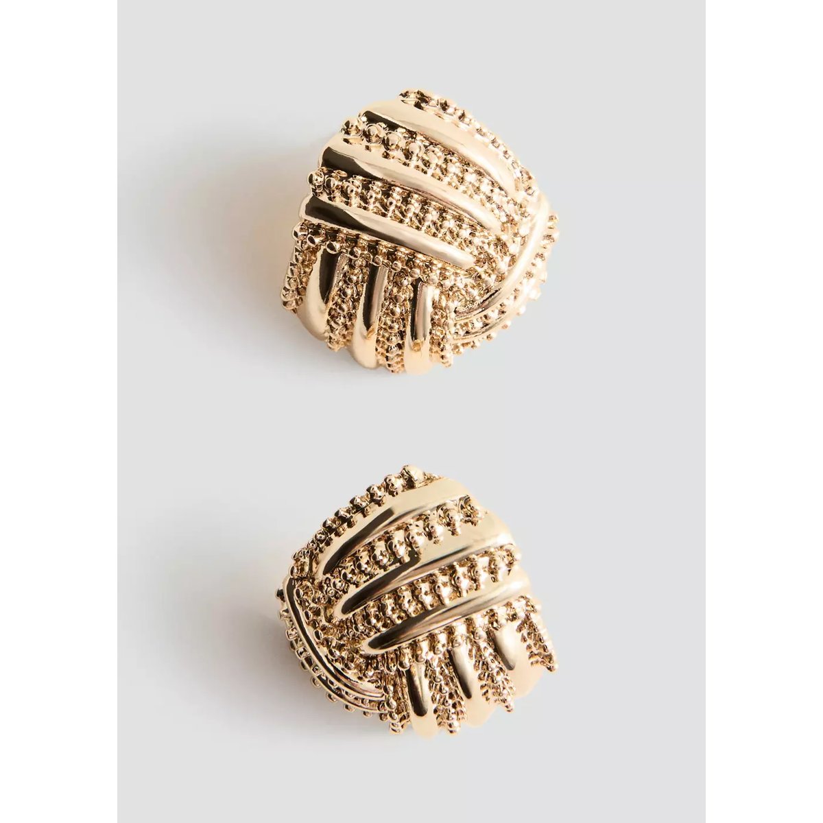 Boucles d’oreilles rondes texturées en acier inoxydable or, MANGO