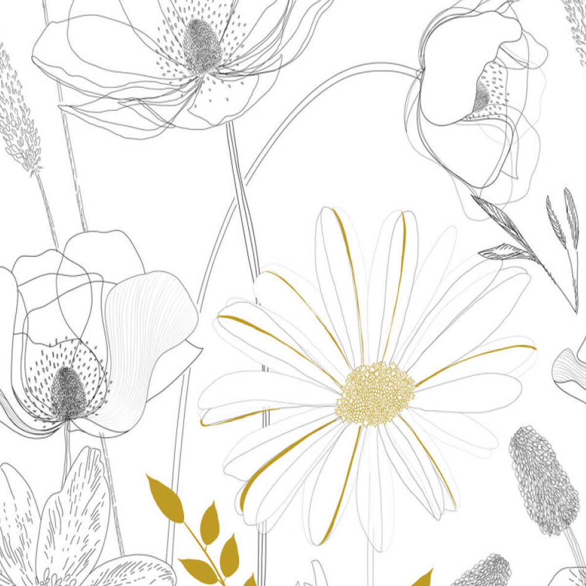 Papier peint esprit floral blanc, HOME MAISON