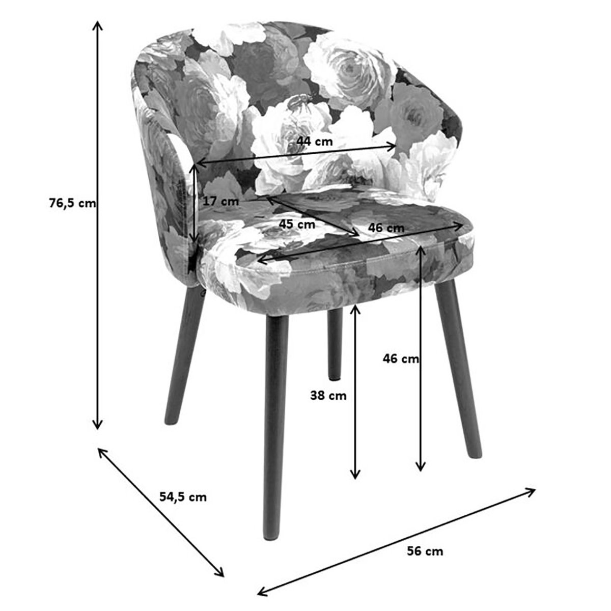 Chaise avec accoudoirs, PIVOINES jaune, KARE DESIGN