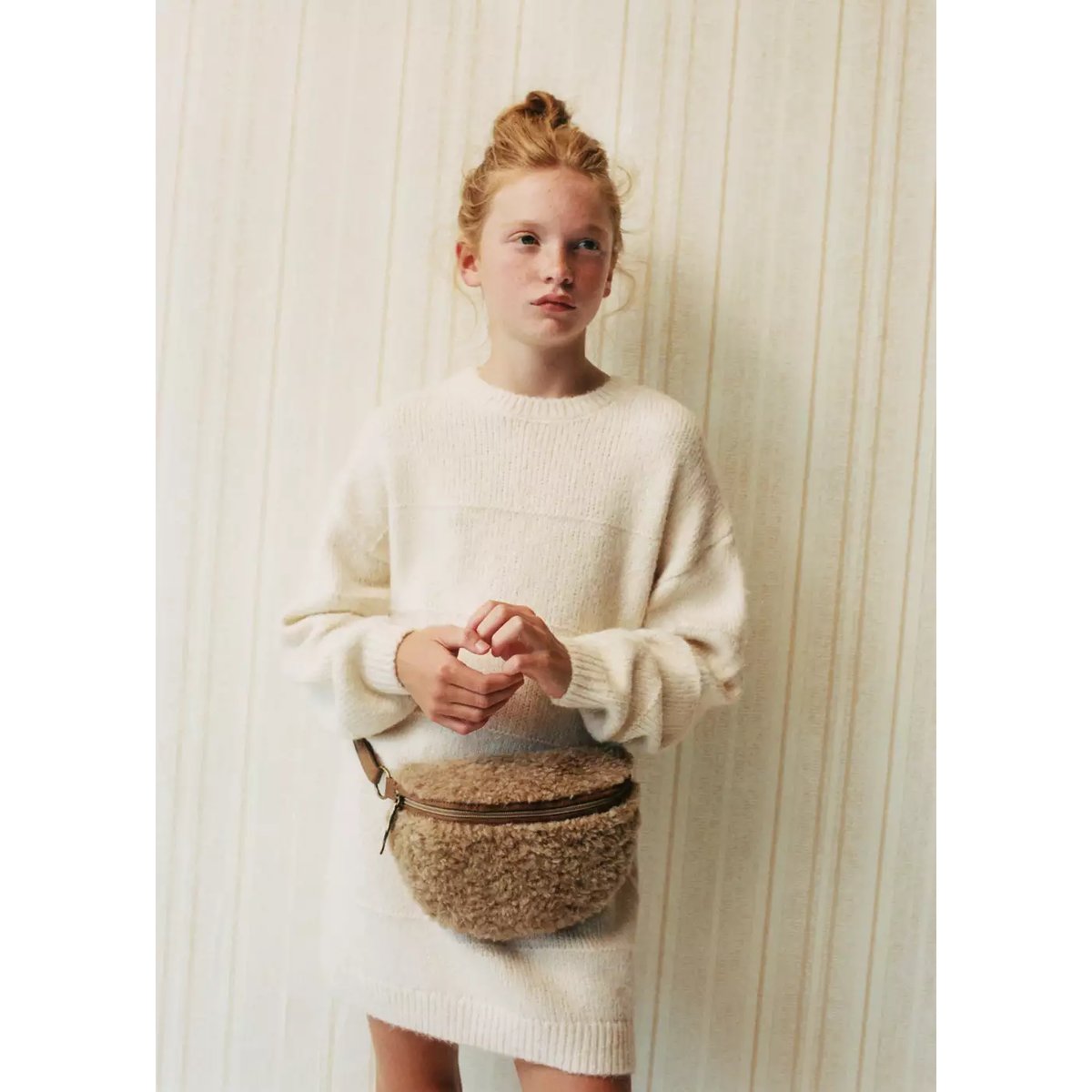 Robe midi maille beige, MANGO KIDS