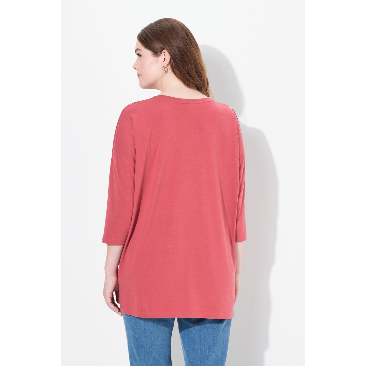 T-shirt oversize en coton bio framboise, ULLA POPKEN