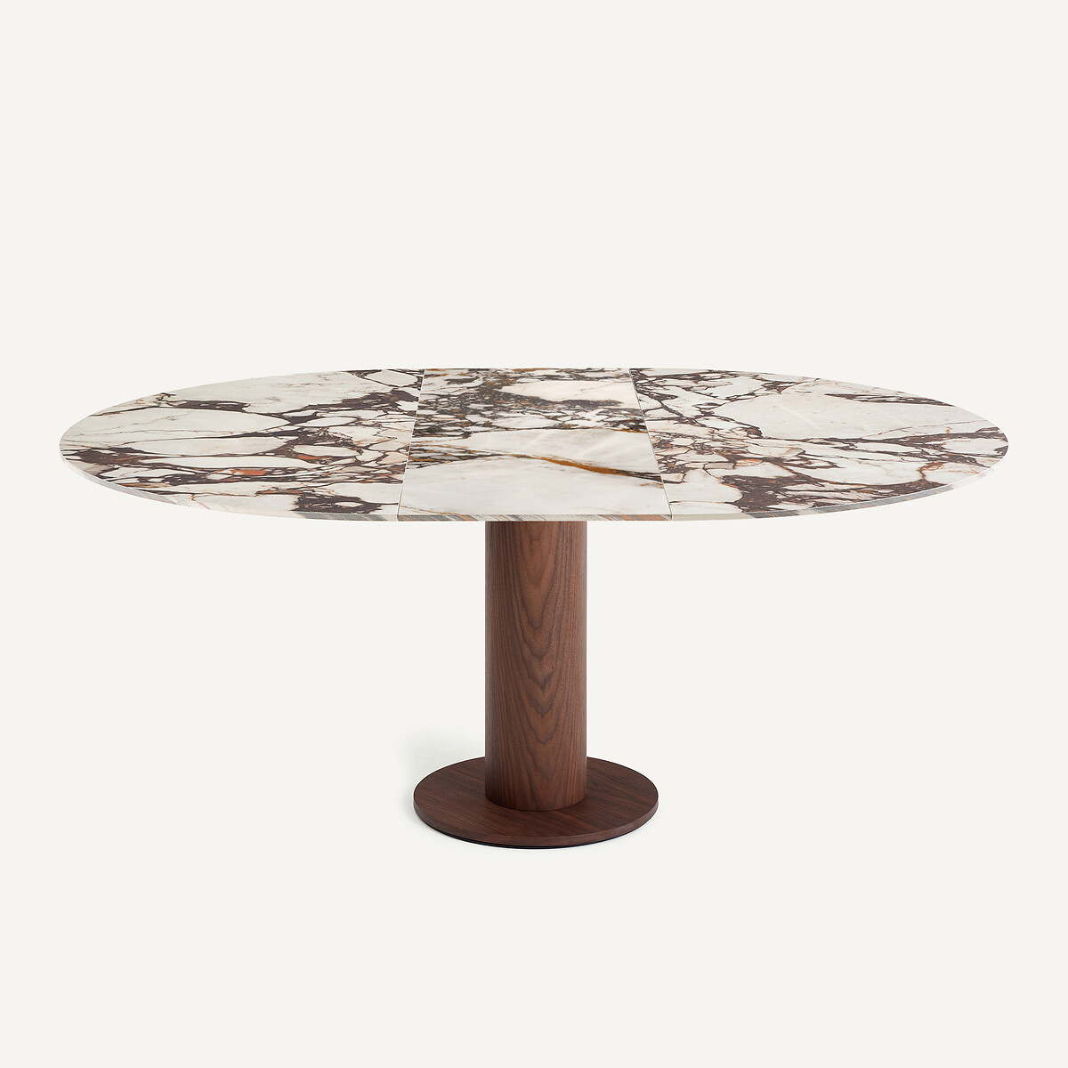 Plateau de table rond, extensible, en céramique, diamètre 135 à 180 cm, EXTENDO céramique marbre brique, AM.PM