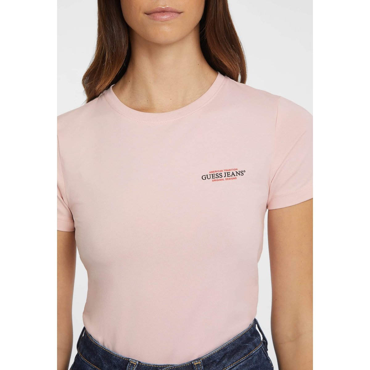 T-Shirt Slim American Tradition rose, GUESS