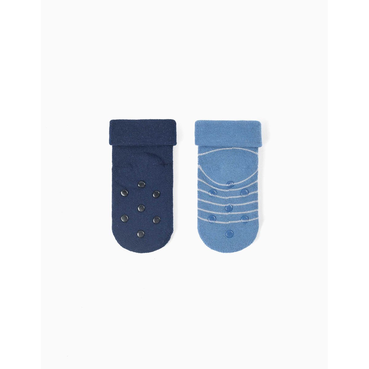 Lot de 2 paires de chaussettes antidérapantes avec rayures/fusée multicolore, ZIPPY