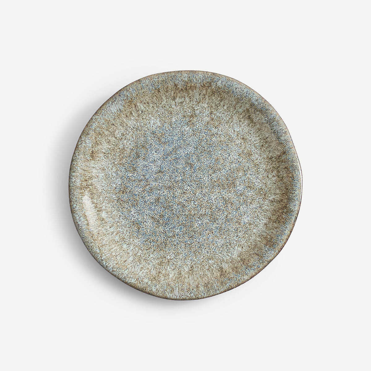 Lot de 4 assiettes plates, en grès émaillé réacti vert de gris, AM.PM
