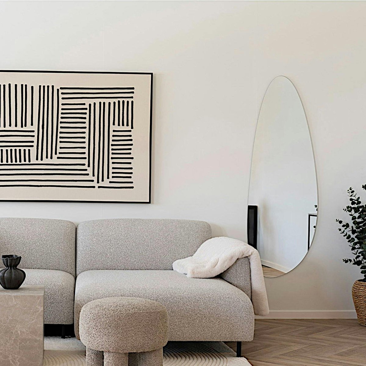Miroir organique 57x160 cm SEOUL gris, PIER IMPORT