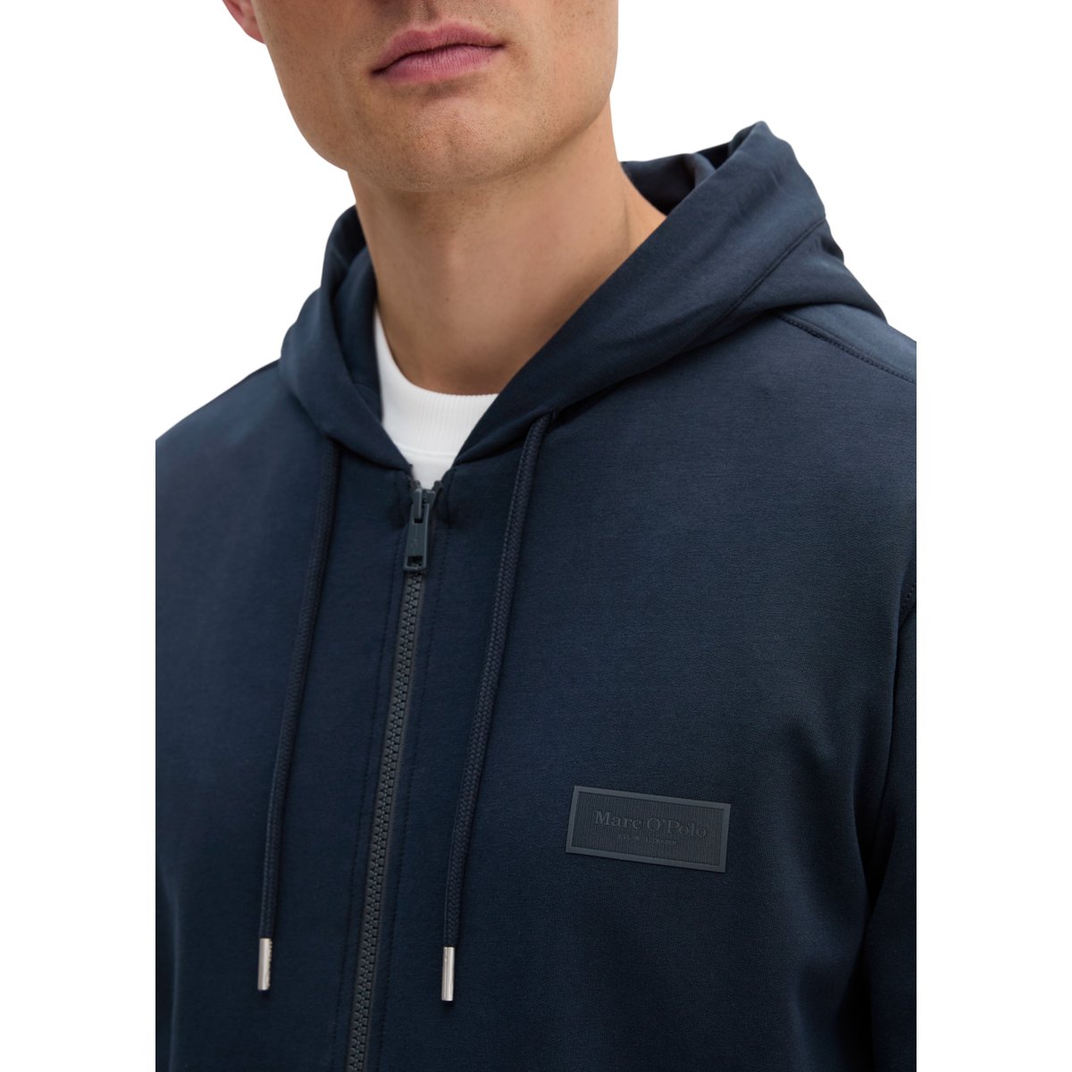 Veste à capuche coupe classique en mélange de coton bio bleu, MARC O'POLO