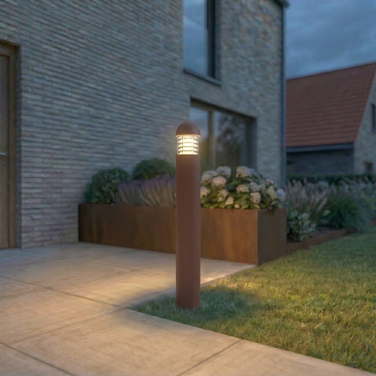 Luminaire extérieur en aluminium moderneLED brun, clair, LUCANDE