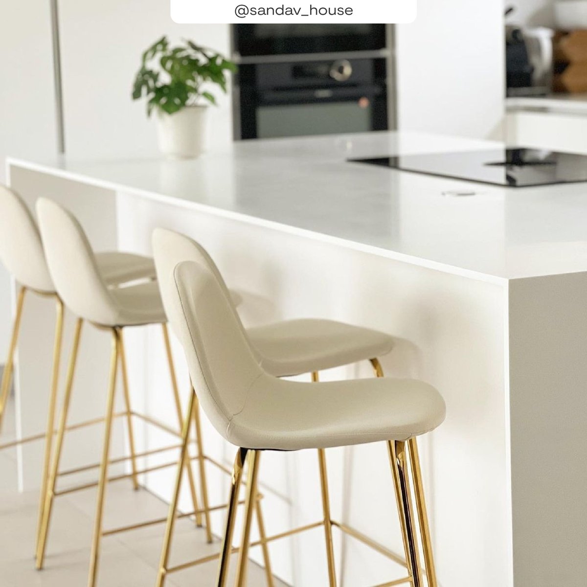 Chaise pour îlot central en cuir synthétique 65 cm, pieds - HENRIK blanc, MAISON PAVANE