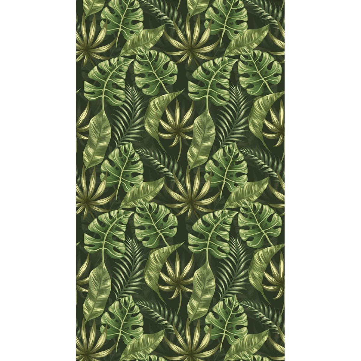 Papier peint feuilles vertes emeraudes intissé, HEXOA