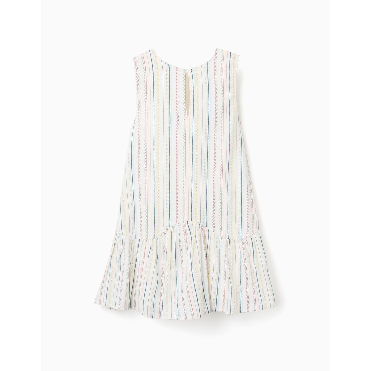 Robe sans manches en coton à rayures ethniques B&S blanc, ZIPPY