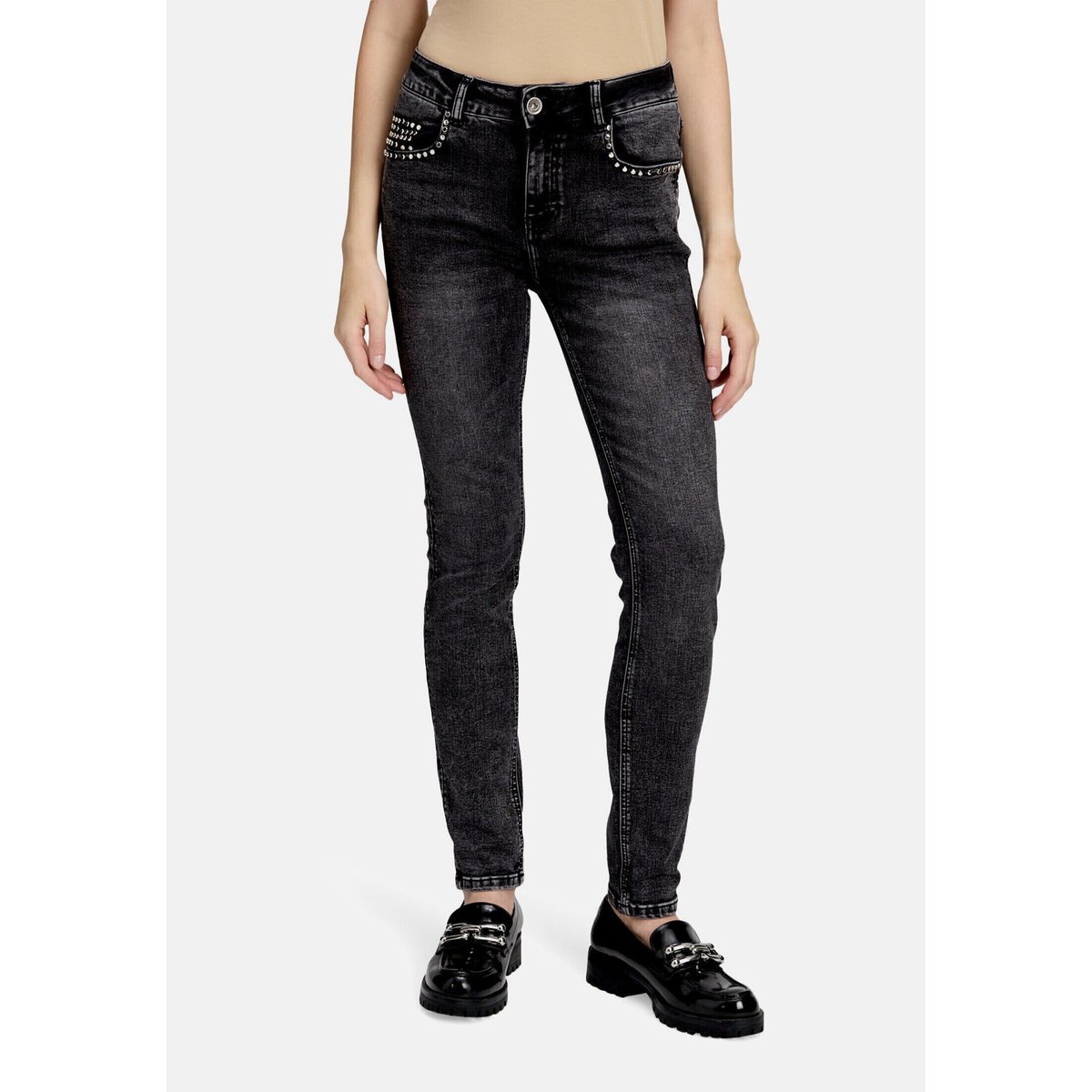 Jean basique à effet délavé dark grey denim, BETTY BARCLAY