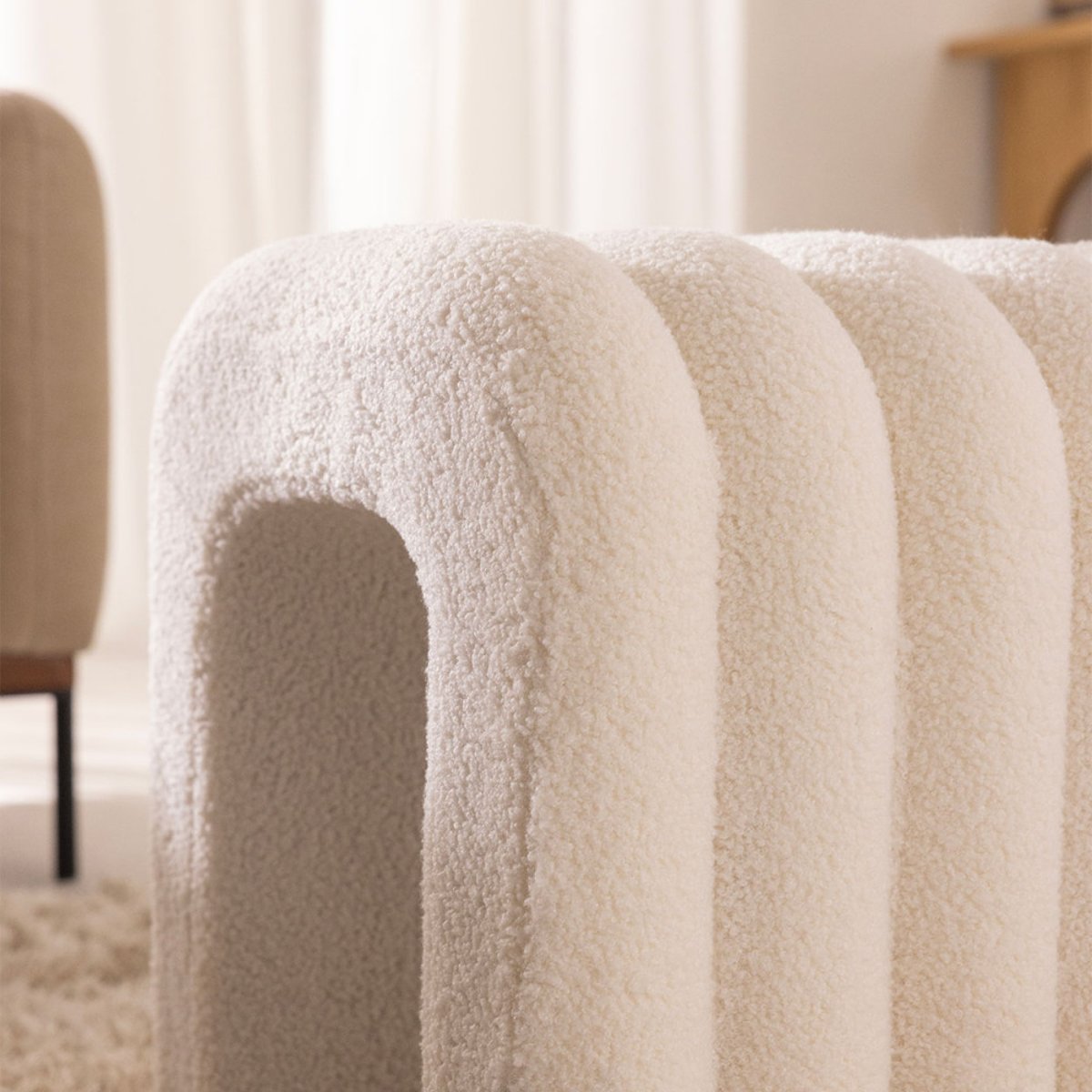 Tabouret rembourré en tissu bouclette- MUI blanc, DRAWER