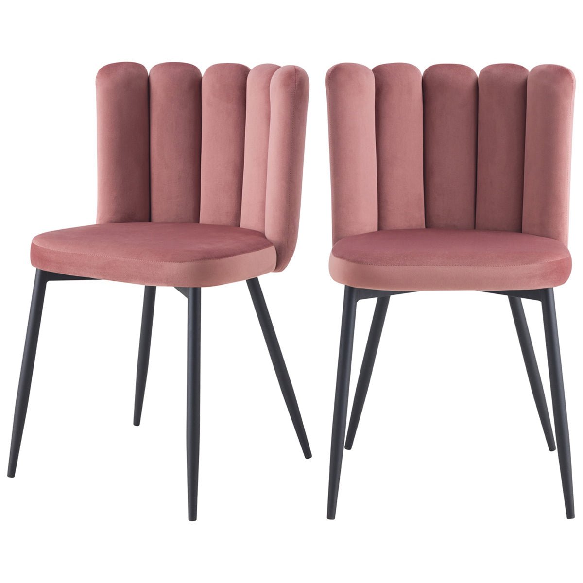 Lot de 2 chaises en velours et pieds en métal - ROSY vieux rose, MAISON PAVANE