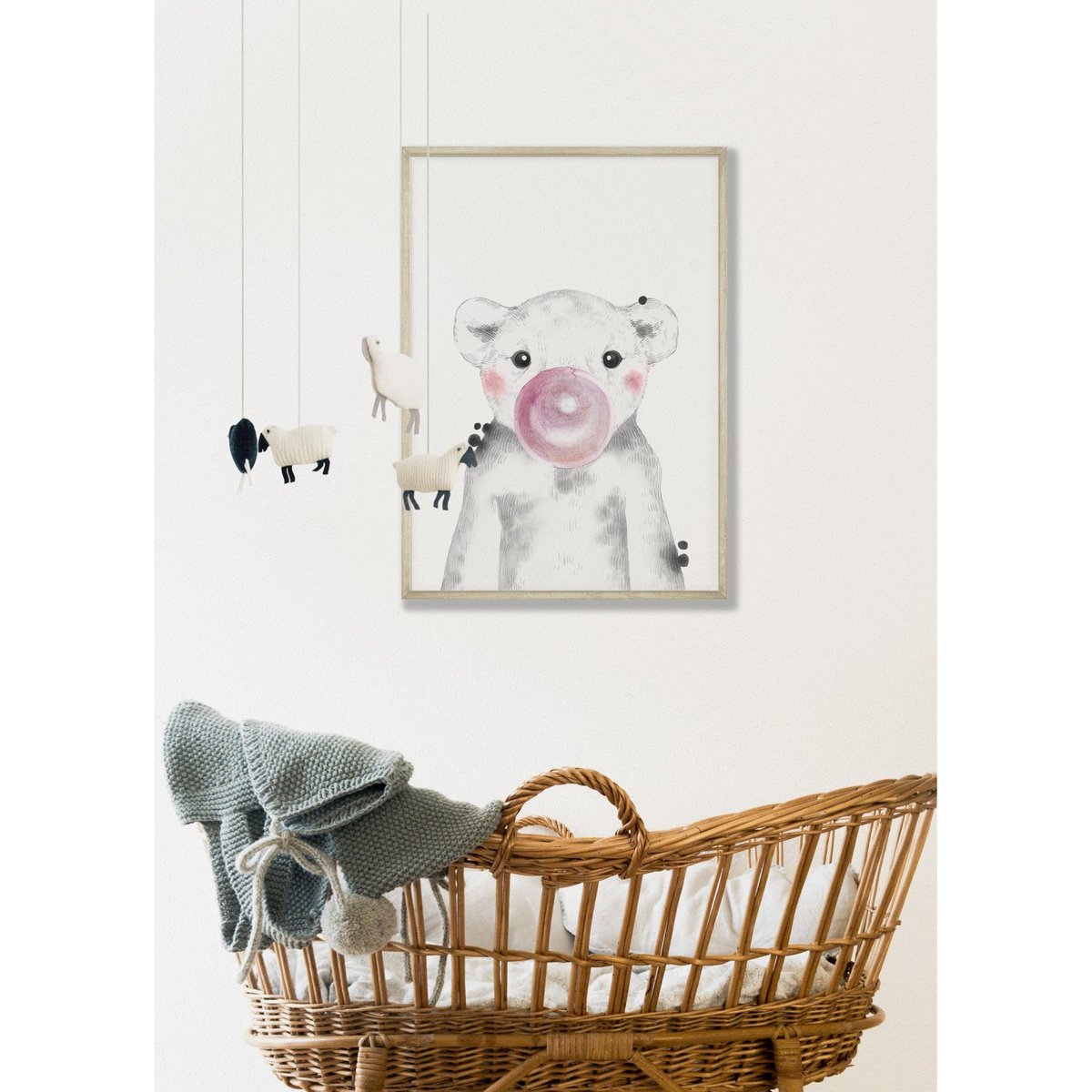 Affiche 'Bulle d'Ourson Rose' blanc, L'AFFICHERIE