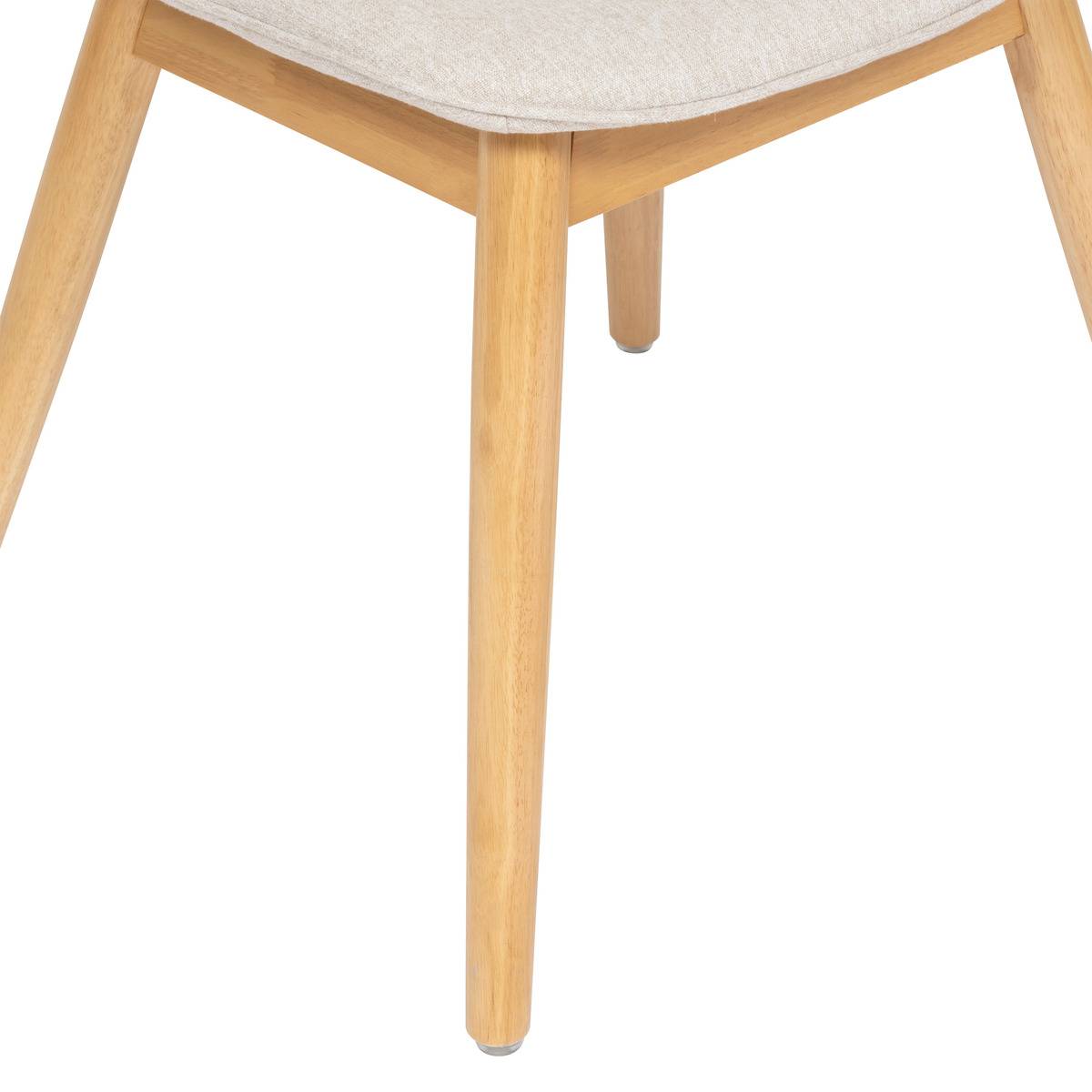 Chaise de bureau en tissu chiné et bois d'hévéa AYATI beige, ATMOSPHERA