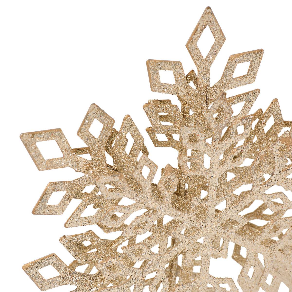 Cimier flocon métal long 20 cm champage pailleté champagne, FEERIC LIGHTS & CHRISTMAS