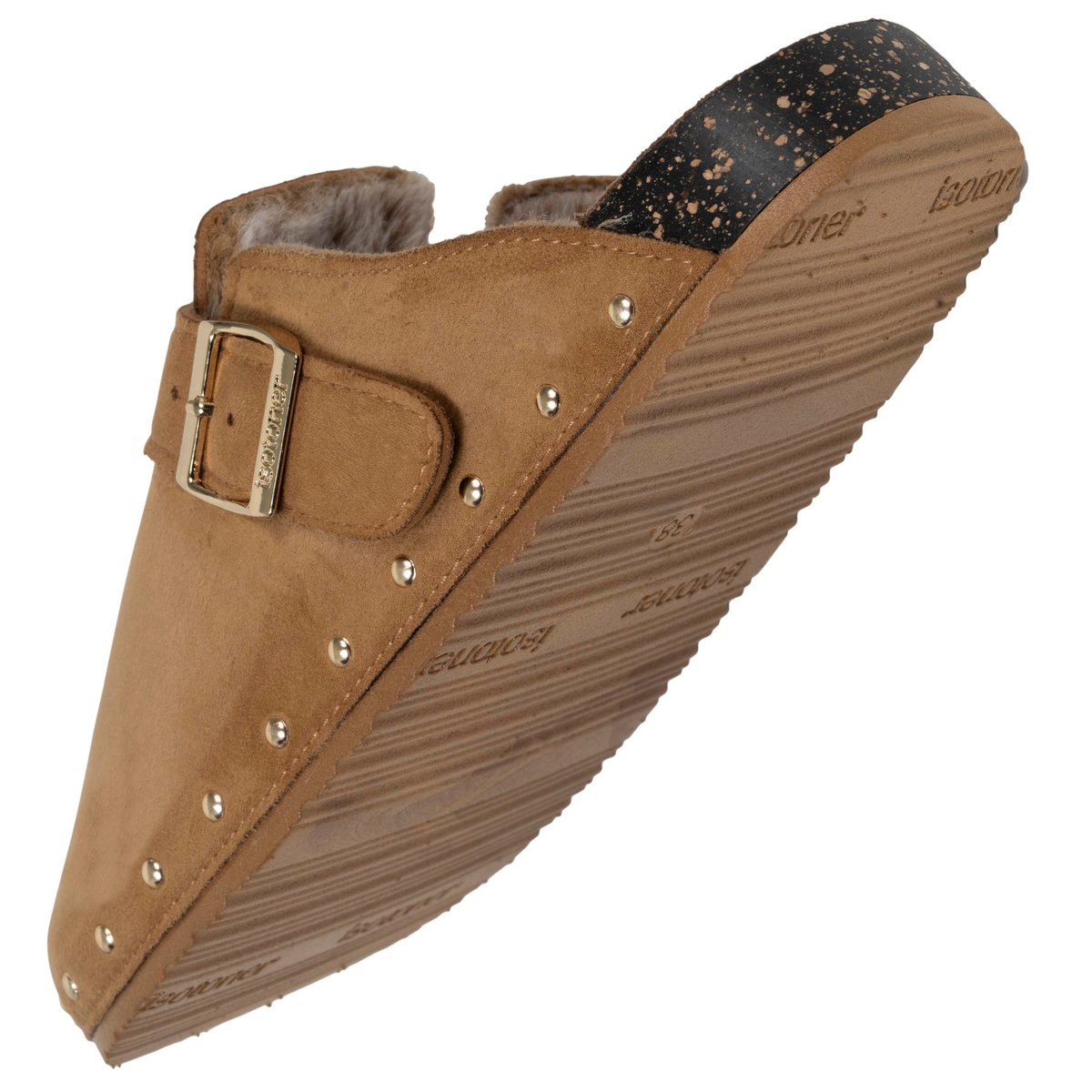 Sabots semelle extra-flex, légers, patch talon confort beige, ISOTONER