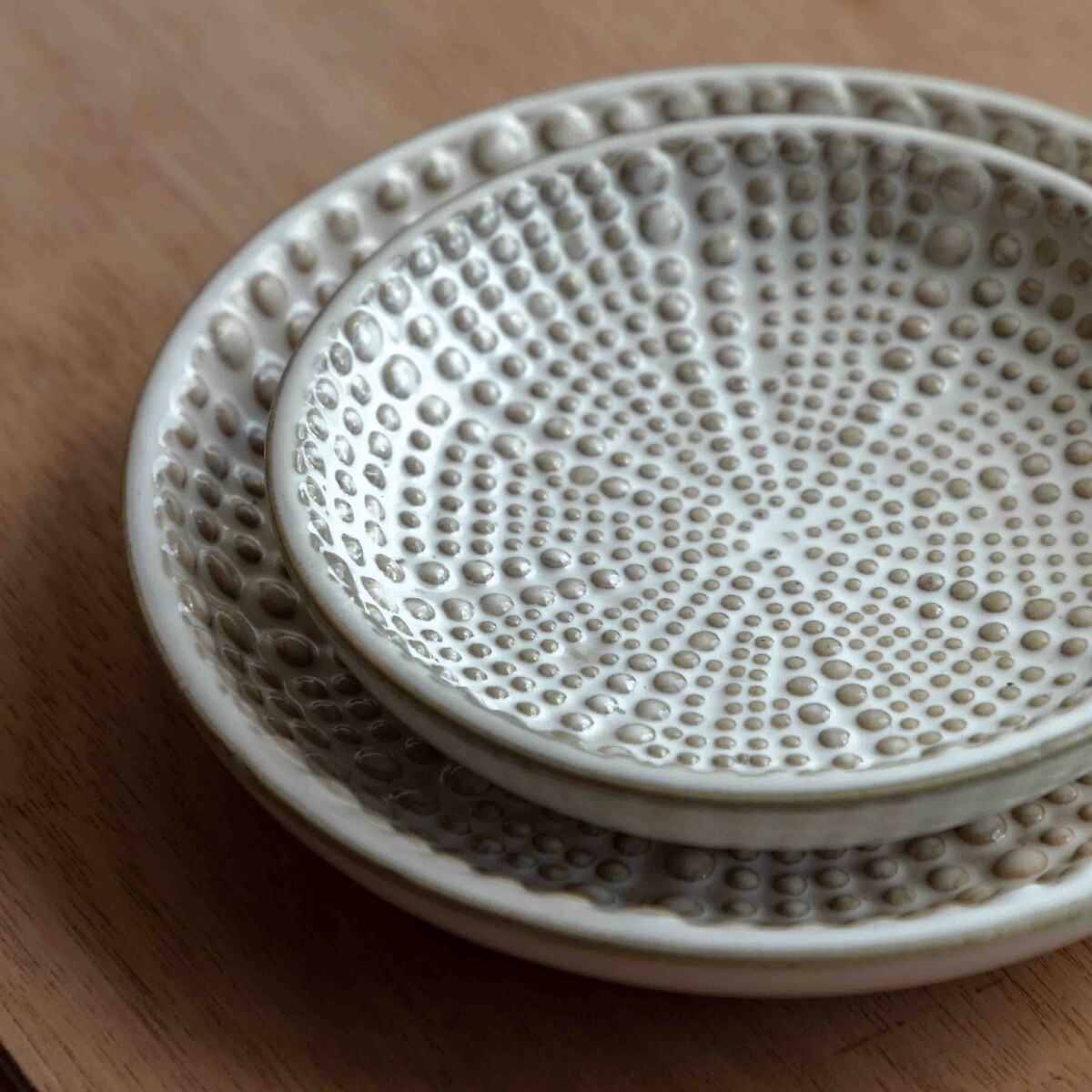 Set of 2 Beaded Trinket Dishes white, ÉDITÉ