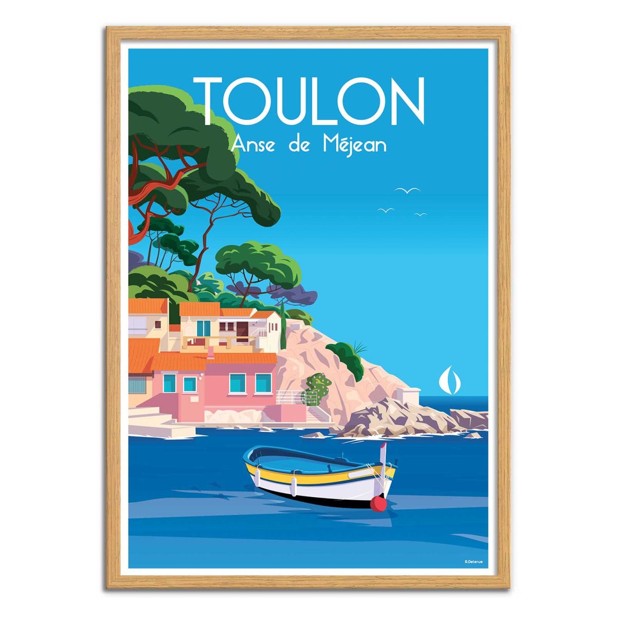 Affiche d'art - Toulon Anse de Méjean - Raphael Delerue bleu, WALL EDITIONS