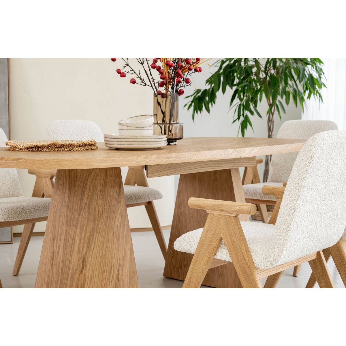 Lot de 2 chaises tissu bouclette, PAGNOL marron clair, BOBOCHIC